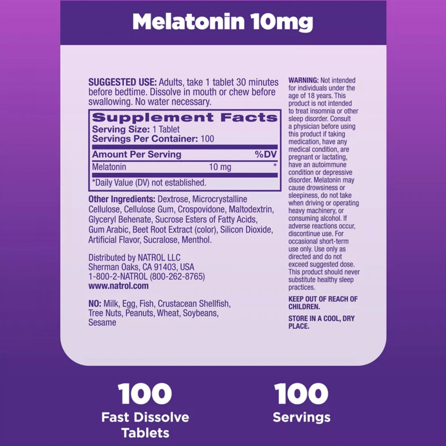 Natrol Melatonin Fast Dissolve Tablets 10mg – Strawberry | 100ct