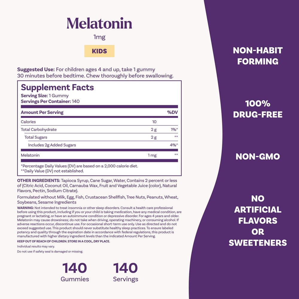 Natrol Kids Melatonin Gummies 1mg – Berry | 140ct