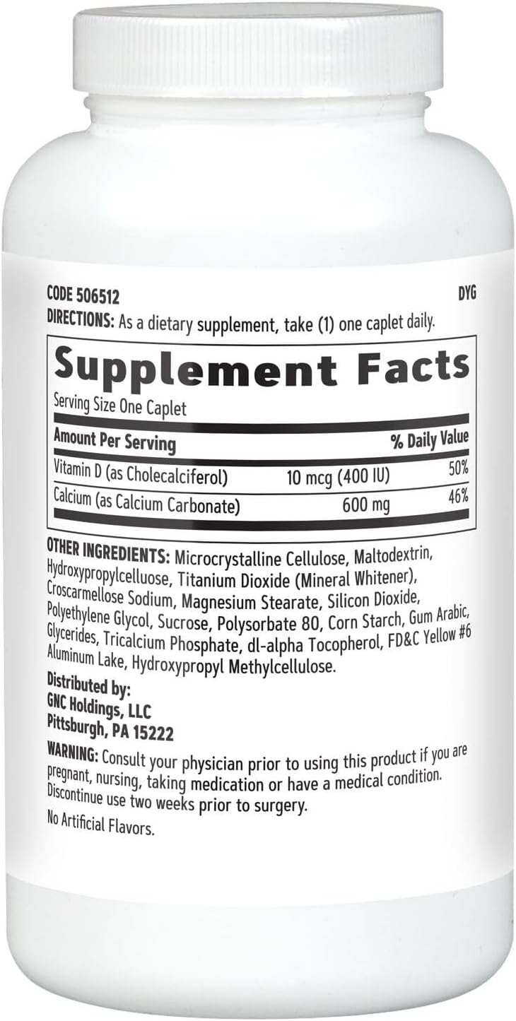 GNC CALCIUM 600 Plus + VITAMIN D-3 (225 Caplets)