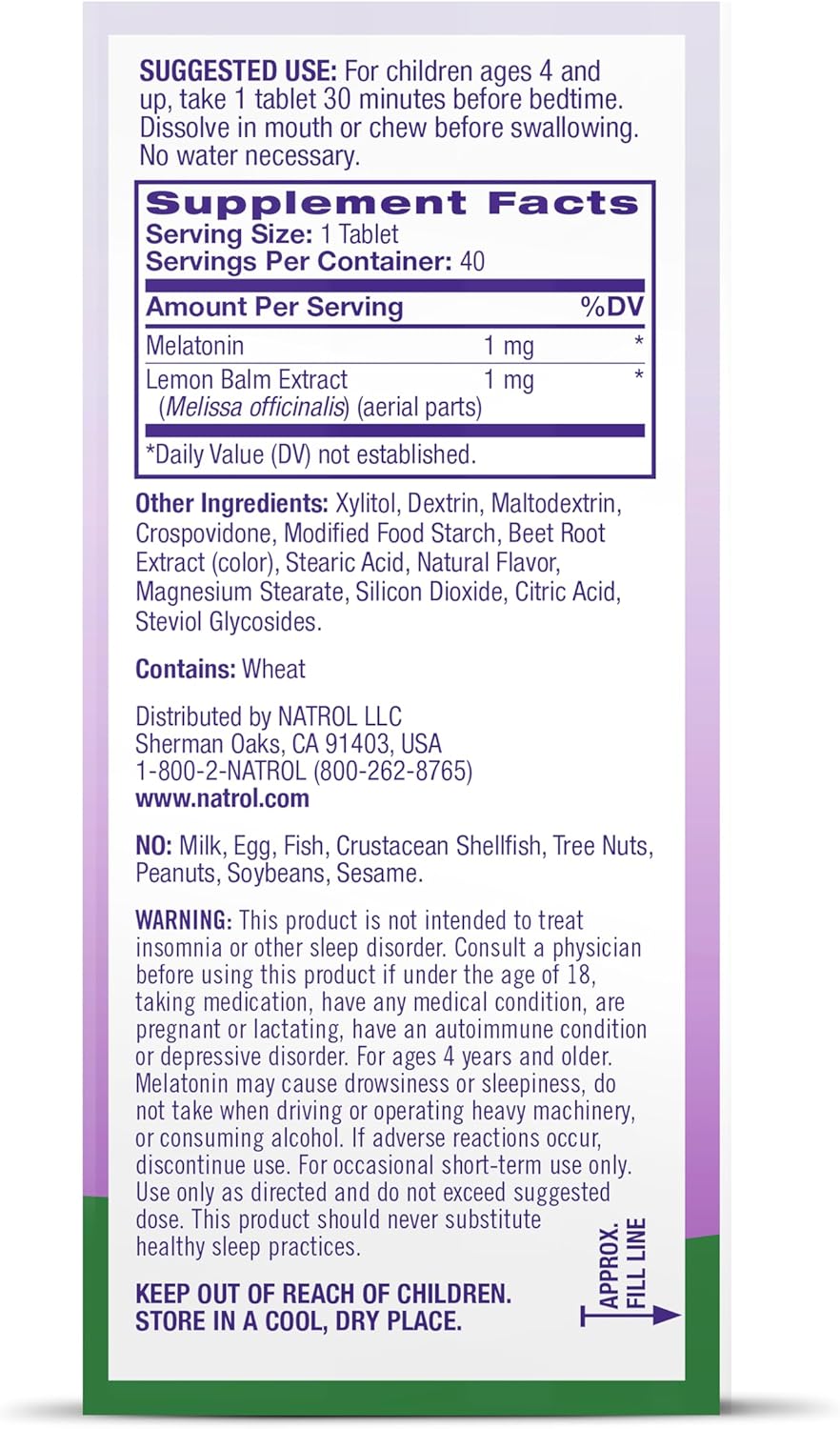 Natrol Kids Melatonin Fast Dissolve Tablets 1mg – Strawberry | 40ct