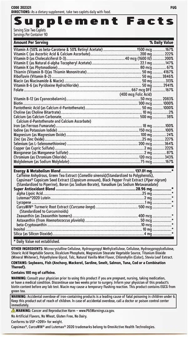 GNC Women's Multivitamin Energy & Metabolism 180 caplets