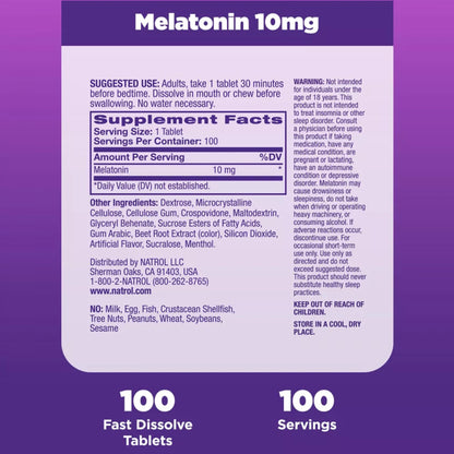 Natrol Melatonin Fast Dissolve Tablets 10mg – Strawberry | 100ct