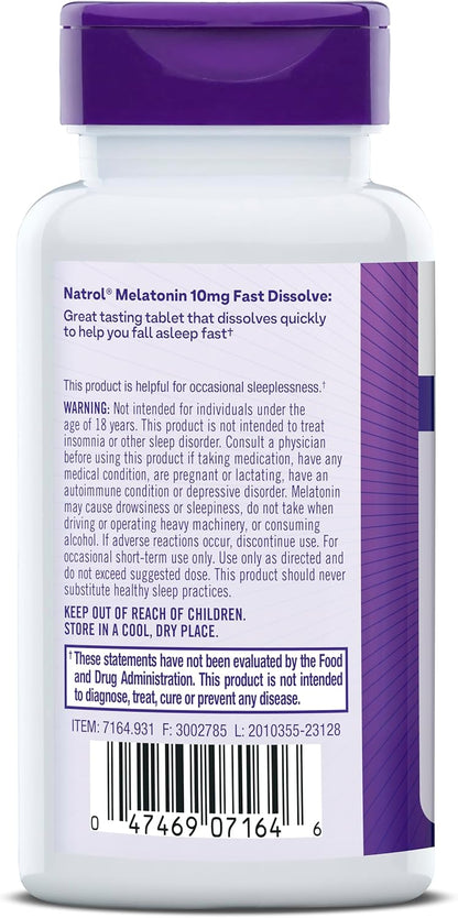 Natrol Fast Dissolve Melatonin Tablets 10mg Maximum Strength – 75ct