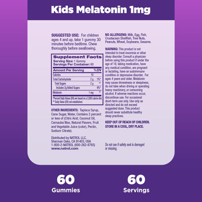 Natrol Kids Melatonin Gummies 1mg – Raspberry | 60ct