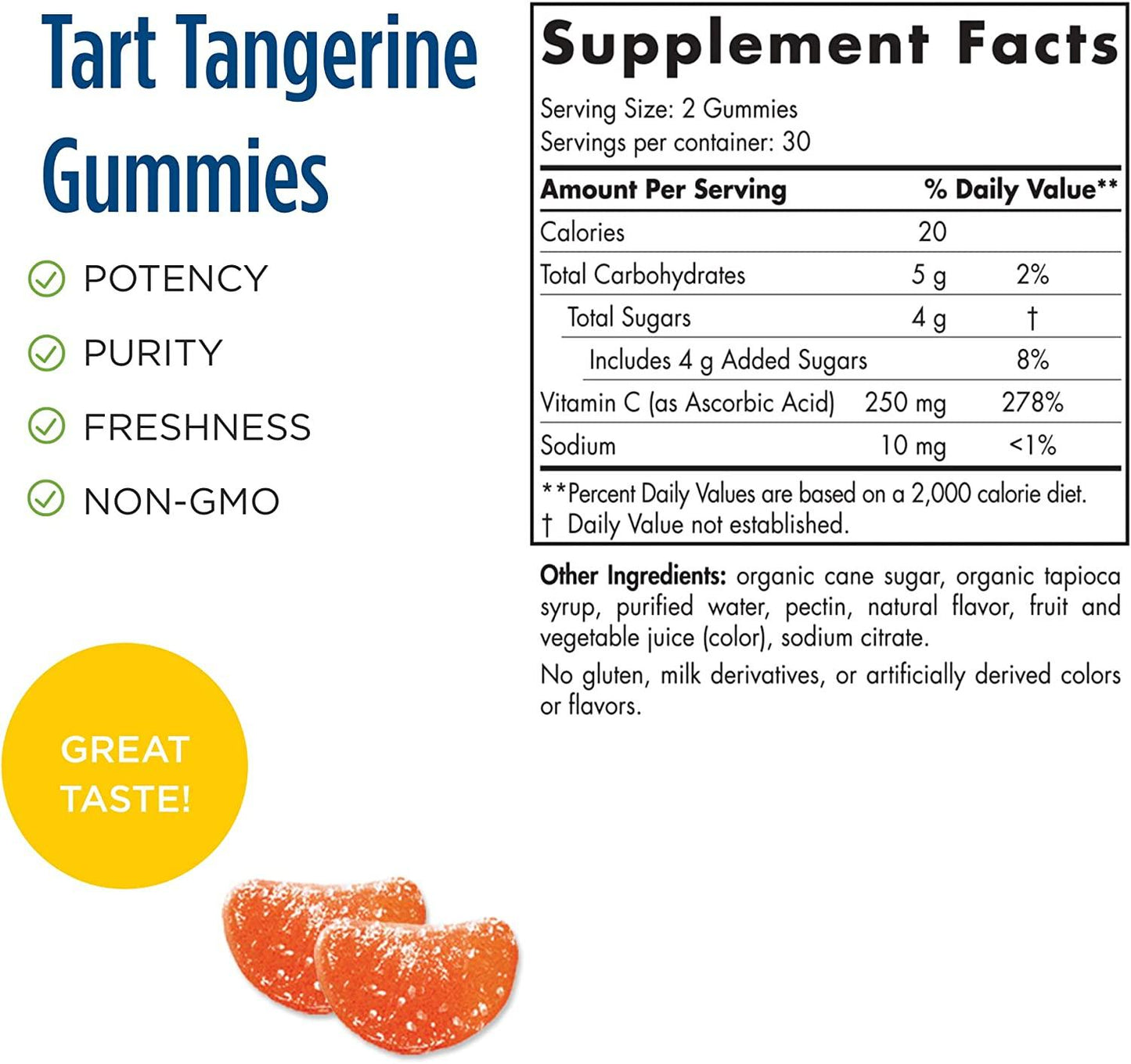 Nordic Naturals Vitamin C Gummies – Tart Tangerine – 250 mg – 60 Gummies