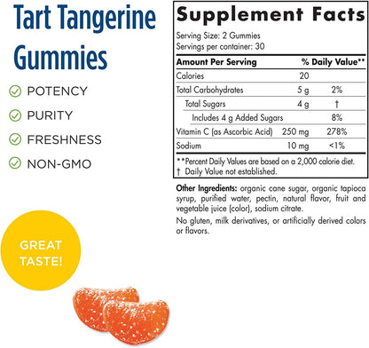 Nordic Naturals Vitamin C Gummies – Tart Tangerine – 250 mg – 60 Gummies