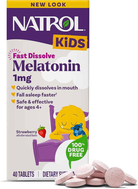 Natrol Kids Melatonin Fast Dissolve Tablets 1mg – Strawberry | 40ct
