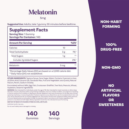 Natrol Melatonin 5mg Sleep Support Gummies – Strawberry Flavor – 140ct