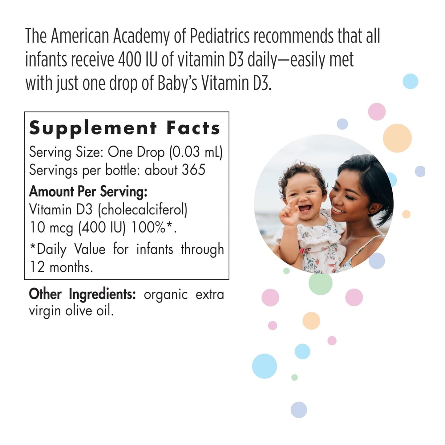 Nordic Naturals Baby’s Vitamin D3 Drops – Unflavored | 400 IU | 0.37 oz