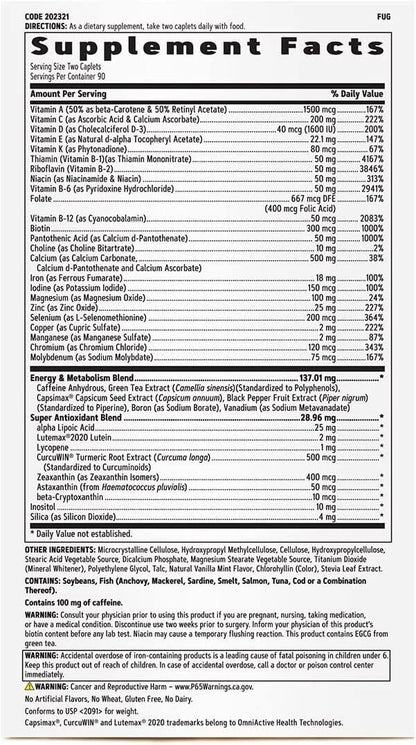 GNC Women's Multivitamin Energy & Metabolism 180 caplets